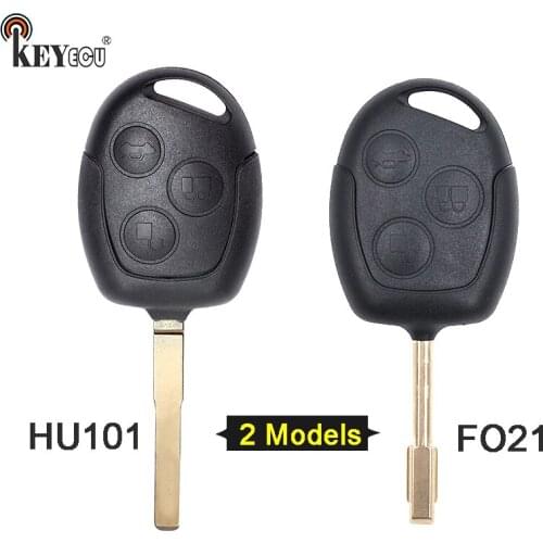 KEYECU for Ford C-Max Festiva Focus Galaxy Mondeo S-Max Modified Flip Remote Key Shell Case Fob 3 Button HU101/FO21 Blade