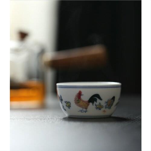 "King Tea Mall" Porcelain Teacup JIGANGBEI ( Cock Cup ) Tea Cup 70ml Teawares Teasets Teatools