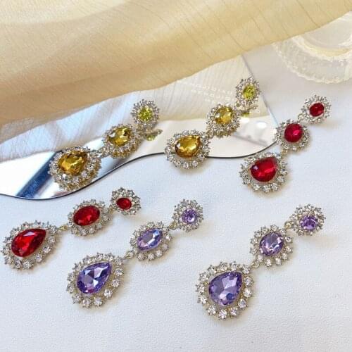 Korean Star Same Style Vintage Fashion Sparkl Waterdrop Crystal Dangle Earrings For Women Girls Long Oorbellen arty Jewelry