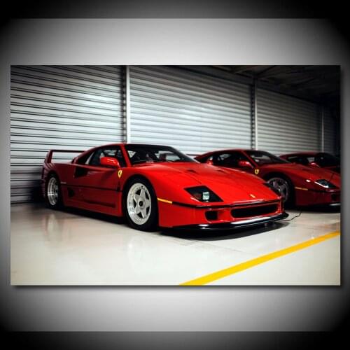Classic Car Ferraris F40 Red Supercar Vehicle Wallpaper Posters and Prints Wall Art Canvas Paintings For Living Room Decor