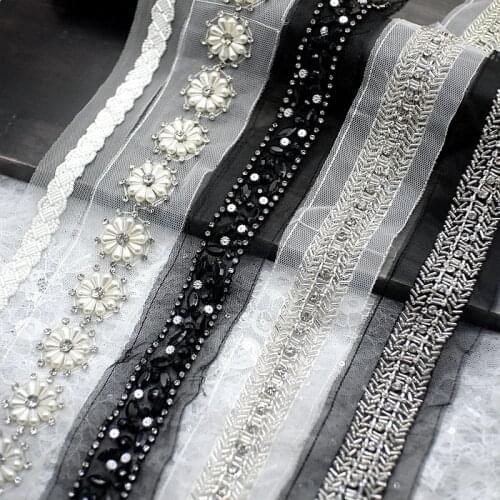 Tassel Beaded Embroidered Chain Lace Trim Ribbons Fabric Handmade DIY Wedding Dress Sewing Craft Metal lace