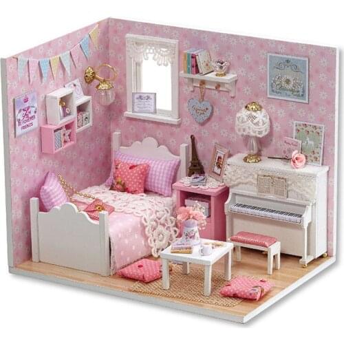 Doll House DIY Miniature Dollhouse Model Wooden Toy Furnitures Casa De Boneca Dolls Houses Toys Birthday Gift