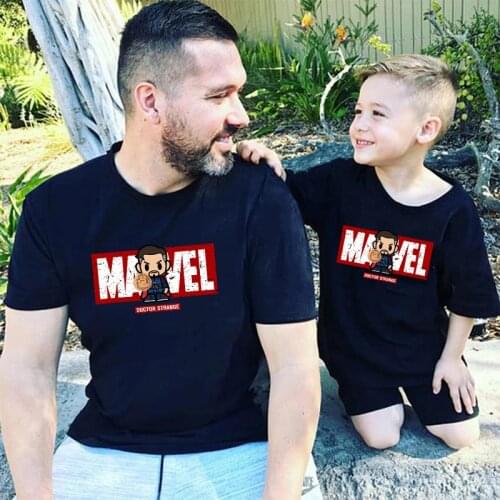 Doctor Strange Marvel Family Matching Sets Father Kids T-shirts Super Hero Harajuku Men T Shirt Hipster Summer Tshirts Tops Male