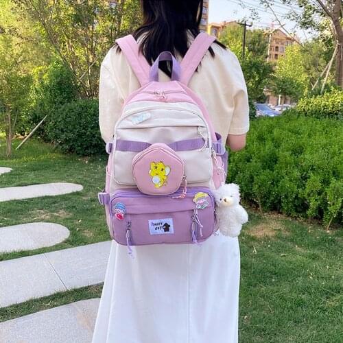 New Fashion Kawaii Backpack Women Nylon Waterproof Rucksack for Teenager Girls School Bags Cute Student Bookbag Travel Mochila