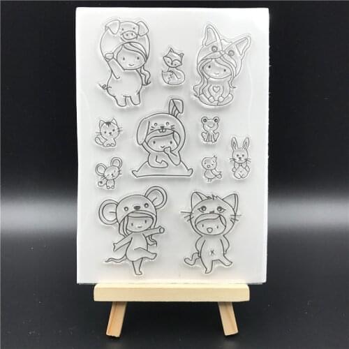 Animal girl Transparent Clear Silicone Stamps for DIY Scrapbooking/Card Making/Kids Christmas Fun Decoration Supplies A660
