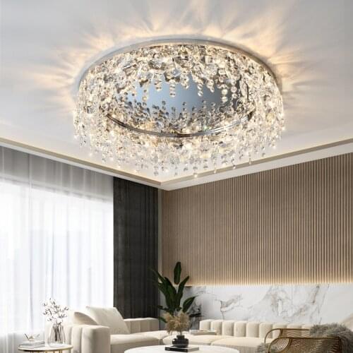 Luxury modern chandelier for ceiling large living room crystal light fixture stainless steel home decor indoor lighting