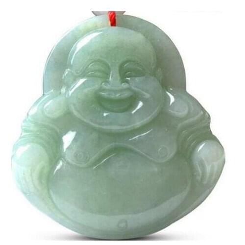 Certified Fine Natural "A" Gorgeous Icy Green Jadeite Buddha God Pendant