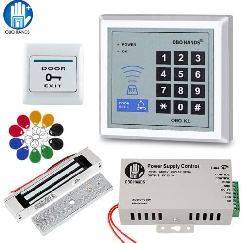 Door Access Control System Kit Set RFID Keypad Access Control Keyboard + Power Supply 180KG Electric Magnetic Strike Lock