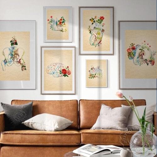 Vintage Lung Skull Spine Human Anatomy Medicine Wall Art Canvas Painting Nordic Posters And Prints Wall Pictures For Living Room
