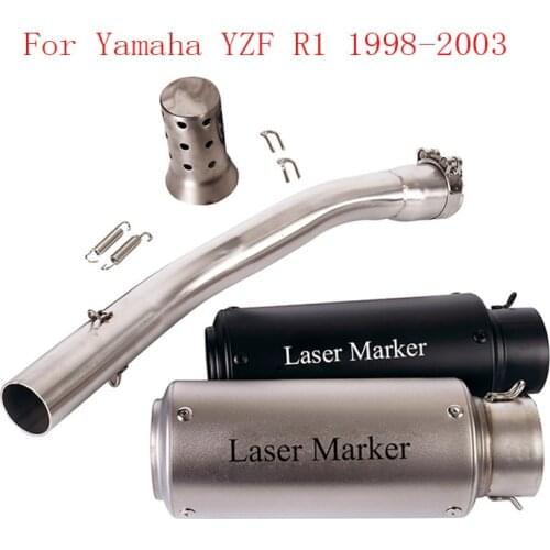 Slip on R1 Motorcycle Exhaust Muffler Silencer Escape Mid Link Tube Connect Pipe for Yamaha YZF R1 YZF1000 1998-2003