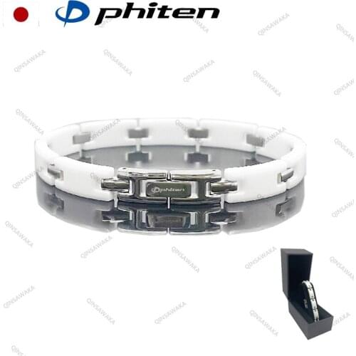 JAPAN Phiten Sports TITANIUM Bracelet Black /White Porcelain Hard Coat Sports Care Support Fitness METAX