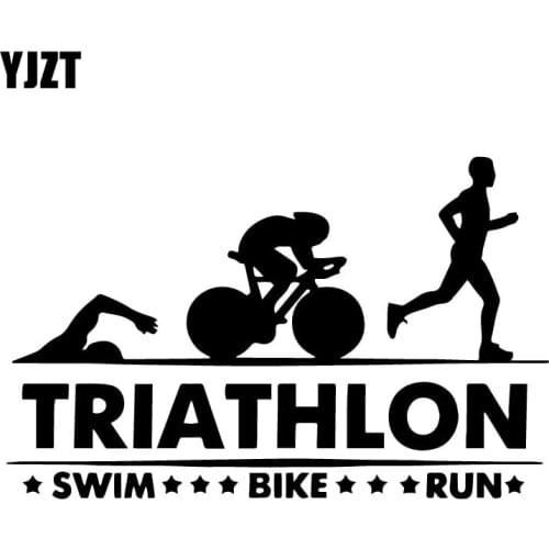 YJZT 17.5CM*11CM Triathlon Swim Bike Run Athlete Sport Car Stickers Car Trunk Decorate Accessories Vinyl Decal C31-0477
