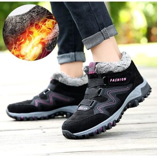 Lucyever New Thicked Plush Snow Boots Women Winter 2021 Keep Warm Waterproof Ankle Boots Woman Comfortable Non-slip Hiking Botas
