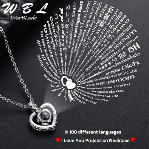 100 languages I love you New Romantic Love Memory Wedding Necklace Gold Silver kolye Projection Pendant Necklace For Lover Gift