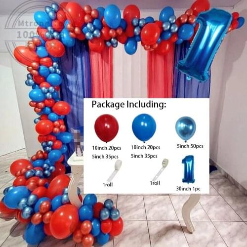 163pcs Red Blue Hero Balloon Garland Arch Kit Chrome Latex Air Globos Birthday Theme Party Decorations Kids Balaos Baby Shower