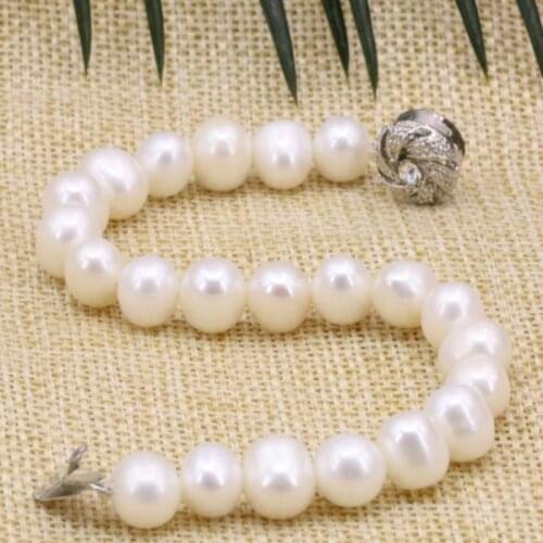 3 Type Pearl Beads Bracelet Bangle White Freshwater Natural Pearls 8-9mm Strand Bracelets Bangle For Women Jewelry 7.5inch B3177