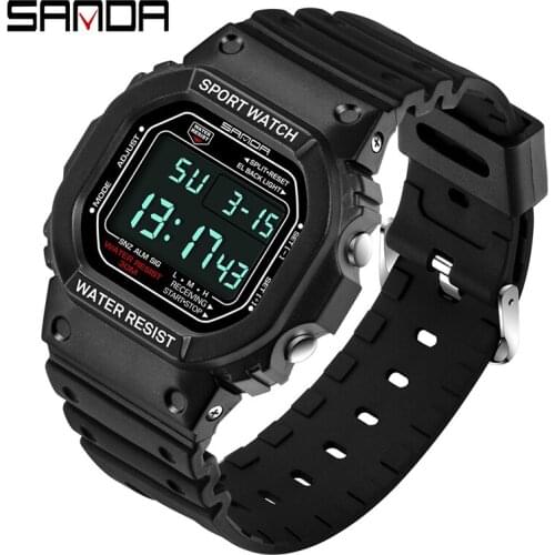 SANDA Multifunction Casual Electronic Square Watch For Men Luxury Shock Waterproof Clock Mens Sport Watches relogio masculino
