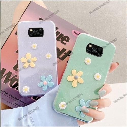 For Xiaomi POCO X3 Pro NFC Daisy Flowers Wrist Strap Phone Case For Mi 11 Ultra 10 10T Lite 10T Pro Soft Silicone Clear Cover