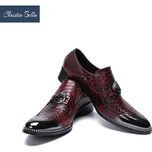 Christia Bella European Style Handmade Genuine Leather Men Formal Shoes Office Business Breathable Wedding Dress Loafer Shoes