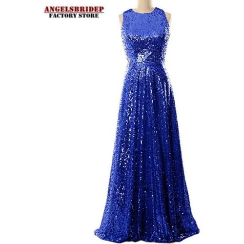 Angelsbridep Sequin Long Evening Dresses 2021 Sexy High Neck Floor-Length Formelle Robes Abendkleid Formal Celebrity Party Gowns