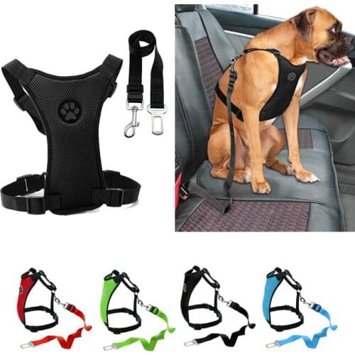 Outdoor Training Dog Snack Bag Breathable Mesh Dog Harness Leash With Adjustable Straps Car Automotive Seat Safety Belt Dropship