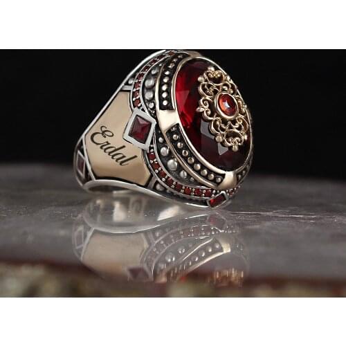 Double-Sided Name Written Zircon Silver Ring
