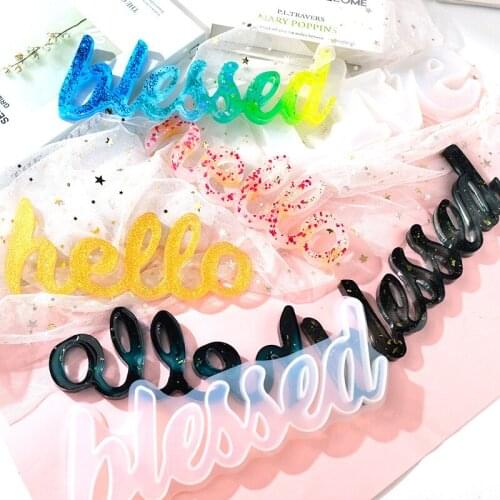 DIY Hello Live Blessed Crystal Epoxy Mold For Handmade Door Decoration Accessories Crafts Home Pendant Making