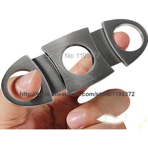 50 X Free Shipping New Pocket Stainless Steel Cigar Cutter Knife Double Blades Scissors Shears
