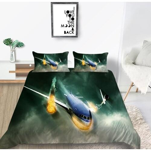 Plane Bedding Set Storm Cool Soft Artistic 3D Duvet Cover Boys Queen King Twin Full Single Double Unique Design Bed Set