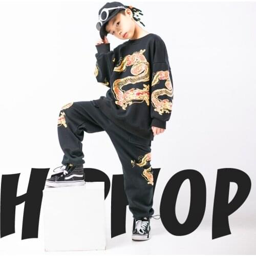 Chinese Style Handsome Boy Jazz Dance Costume Childrens Hip-Hop Catwalk Suit Robe Pattern Top And Pants Two-Piece Suit DL6303