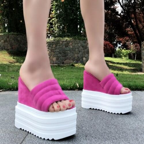 Summer 15CM female slippers 2020 Korean version of the wild non-slip soft bottom high heel slippers beach sandals and slippers