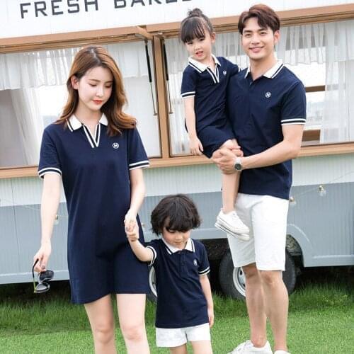 2021 new high quality solid color parent child wear family matching clothes