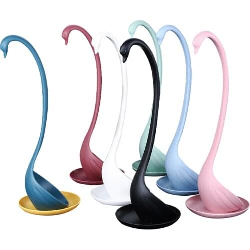 New Kitchen Soup Spoons Tableware Long Handle Soup Spoon with Holder Meal Dinner Scoops Kitchen Supplies Cooking Tool