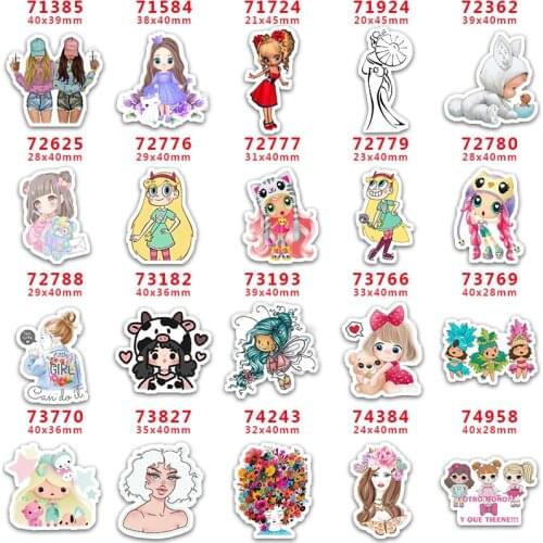 DIY Craft Supplies Sewing Accessories Cartoon Little Girl Printed Planar Resins Mold 30 Pieces. PR-71385