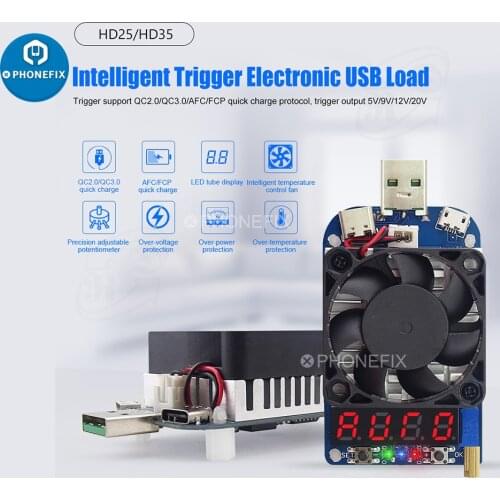 RD HD35 Trigger QC2.0 QC3.0 Electronic USB Load resistor Discharge battery test adjustable current voltage 4A 5A 35w
