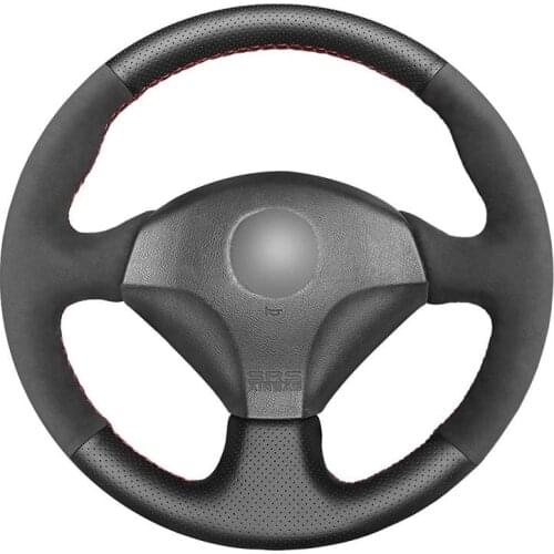 Hand-stitched Black Leather Suede Car Steering Wheel Cover for Honda S2000 2000-2008 Civic Si 2002-2004 Acura RSX