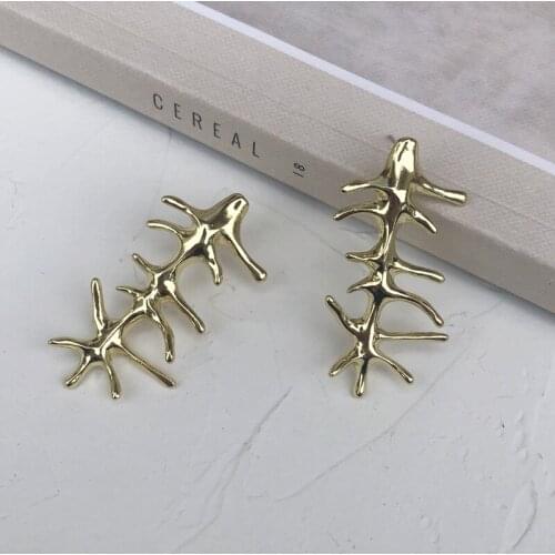 DAVINI Thick Fishbone Shape Drop Earrings Geometric Chic Stylish Vintage Dangle Earrings for Women Girl Party Punk Jewelry MG342