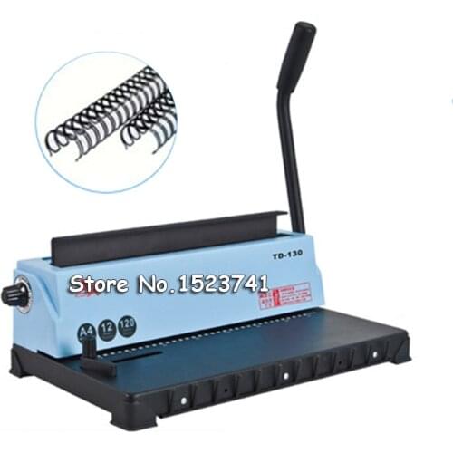 TD-130 A4 Spiral Wire Binding Machine 34 Hole File Menu Tender Document Picture Photo Album Big capacity Manual Punch Hole Bind
