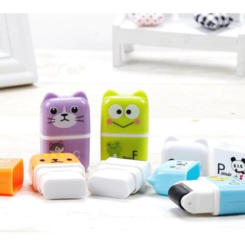 Cute Cartoon Roller Colorful Rectangle Eraser Pencil Rubber Erasers For School Kids Q1JC