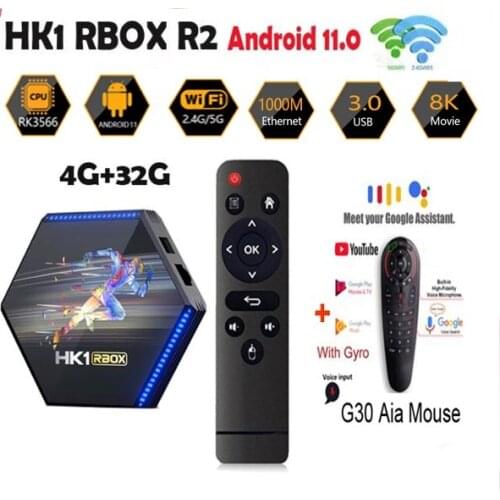 HK1 RBOX R2 Smart Android 11 TV BOX 4GB 8GB DDR4 32GB 64GB ROM RK3566 2.4G 5G WiFi 1000M LAN BT 4K HD Set Top Box