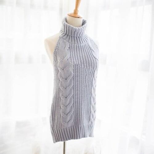 High neck Halter sleeveless knit sweater Gray / Black color