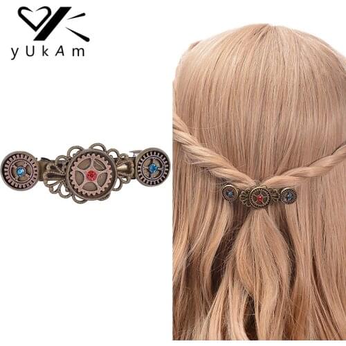 YUKAM Steampunk Gears Metal Alloy Hairdressing Hair Pins Barrettes Head Ornaments Hair Clips for Women Girls Jewelry Accessories