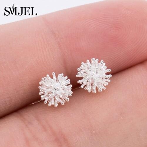 SMJEL Flower Dandelion Earrings Women Bohemia Lucky Flower Stud Earrings for Girls Jewelry Birthday Gift 2018