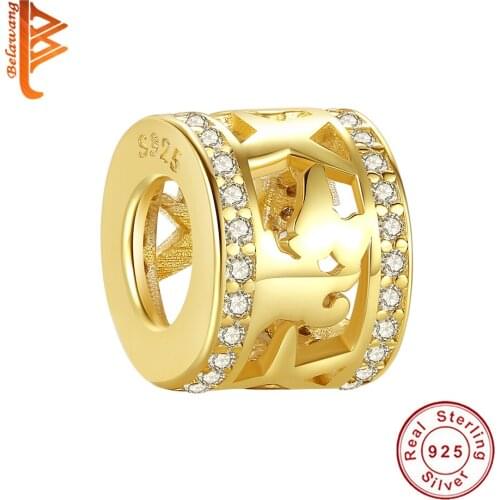 New Arrival Real 925 Sterling Silver With Gold Plated World Bead For Women Fit Original Bracelet Birthday Gift