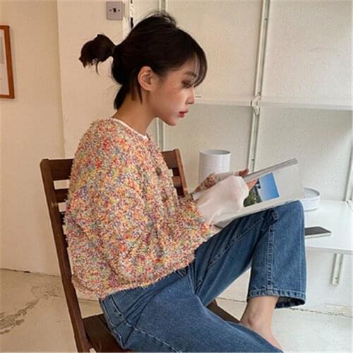 2020 New Womens Sweater Korean Style Colorful Single Breasted Long-sleeved Autumn Cardiagns Sweet Casual Knitted Tops