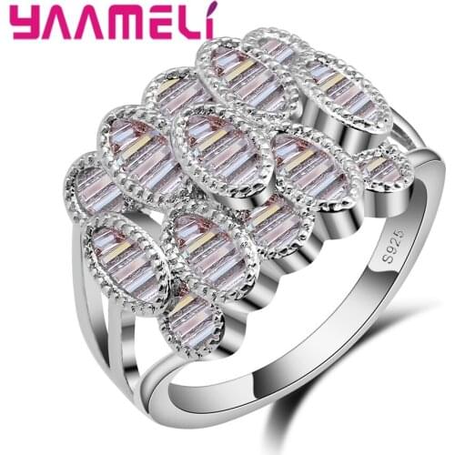 Natural 925 Sterling Silver Ring For Women Luxury Fashion Jewelry Cubic Zirconia Wedding Anniversary Party Gifts