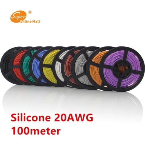 100M / batch 328 ft 24 AWG flexible silicone wire RC cable cable 24AWG 40 / 0.08TS outer diameter 1.2mm, available in 10 colors