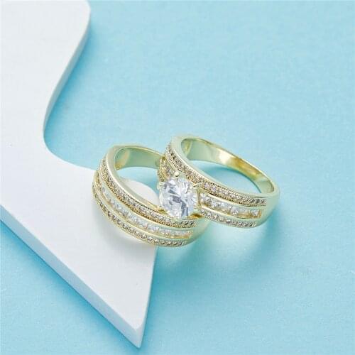 2020 Oct Finger Rings Women Round Crystal Caesar Ring Gold Color Ethnic Wedding Jewelry Ring