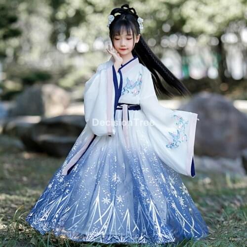 2021 girls traditional chinese traditional tang hanfu dress child clothing cosplay children fairy dance dress girls party dress