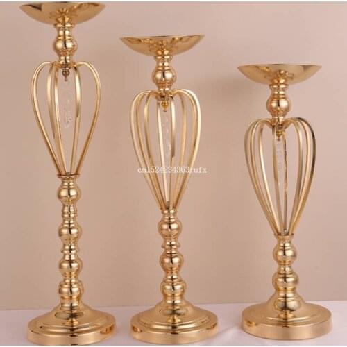 5pcs Candle Holders Candlestick Wedding Decoration Candelabra Road Lead Table Centerpiece Stand Pillar Metal Flowers Vases